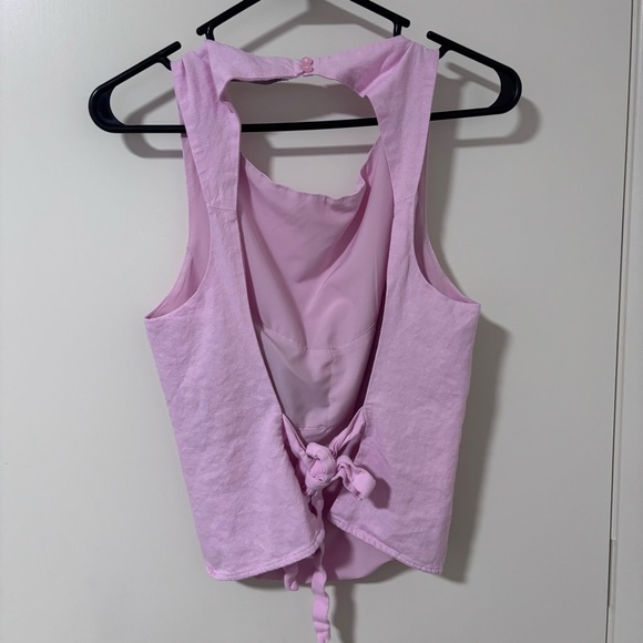 Hollister linen-blend open-back top rose quartz size Medium - Picture 4 of 9